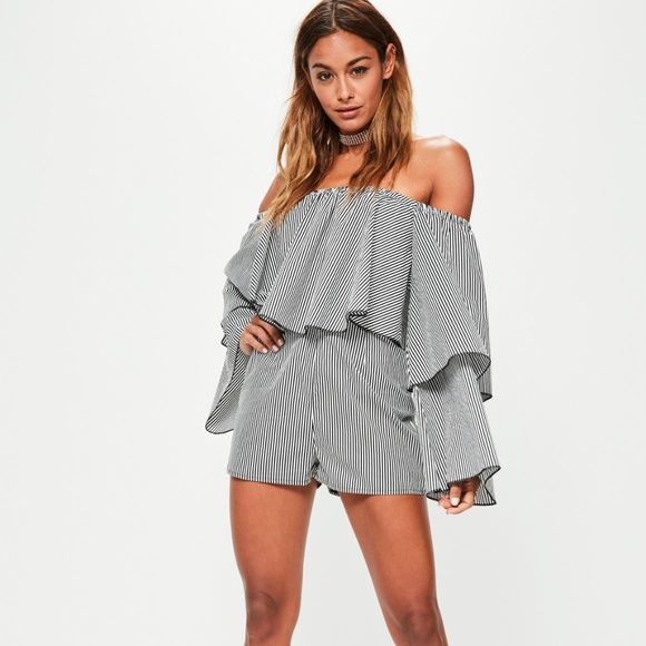 long sleeve bardot playsuit